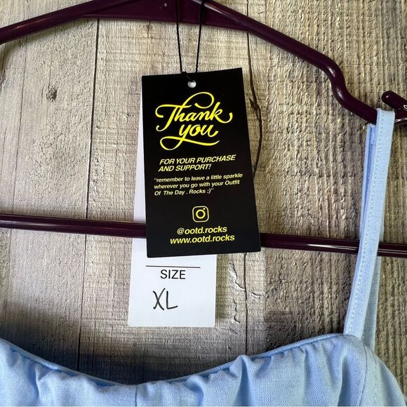 OOTD Rocks XL Light Blue Capri Wide Leg Sleeveless Jumpsuit Adjustable S… - Picture 9 of 14